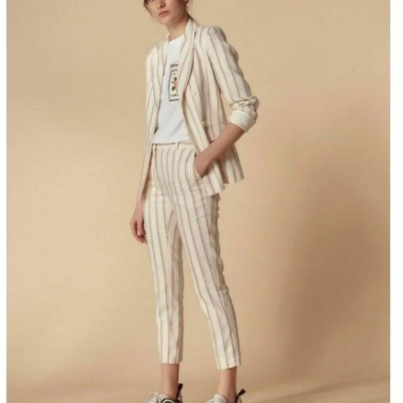 Sandro Ringo Cropped Striped Pants Size 36 US XS/S - Picture 1 of 12